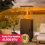 41000 BTU Short Patio Heater Propane with Cover & Lockable Wheels for Deck, Porch