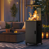 41000 BTU Short Patio Heater Propane with Cover & Lockable Wheels for Deck, Porch