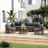 6 Person Wicker Outdoor Modular Sectional Sofa