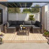 6 Person Wicker Outdoor Modular Sectional Sofa