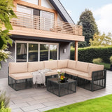 6 Person Wicker Outdoor Modular Sectional Sofa