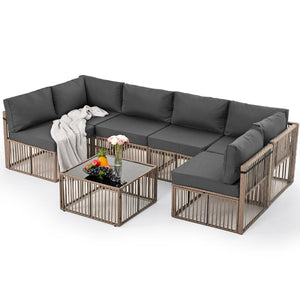 6 Person Wicker Outdoor Modular Sectional Sofa