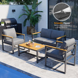 4 Piece Modern Patio Conversation Sets with Cushion